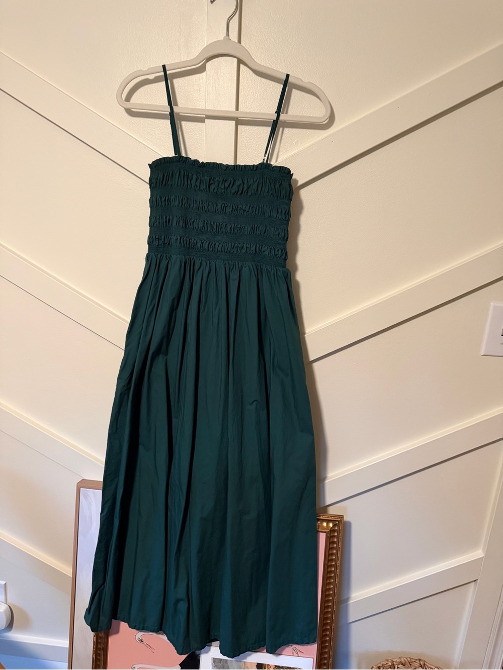 LOFT Smocked Bodice Maxi Dress in Teal Green